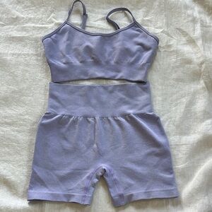 Athletic Lavender Seamless Bralette and Shorts Set